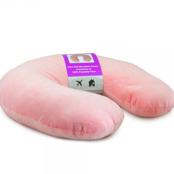 VIAGGI Feather Soft Microfibre U Shape Travel Neck Pillow - Light Pink